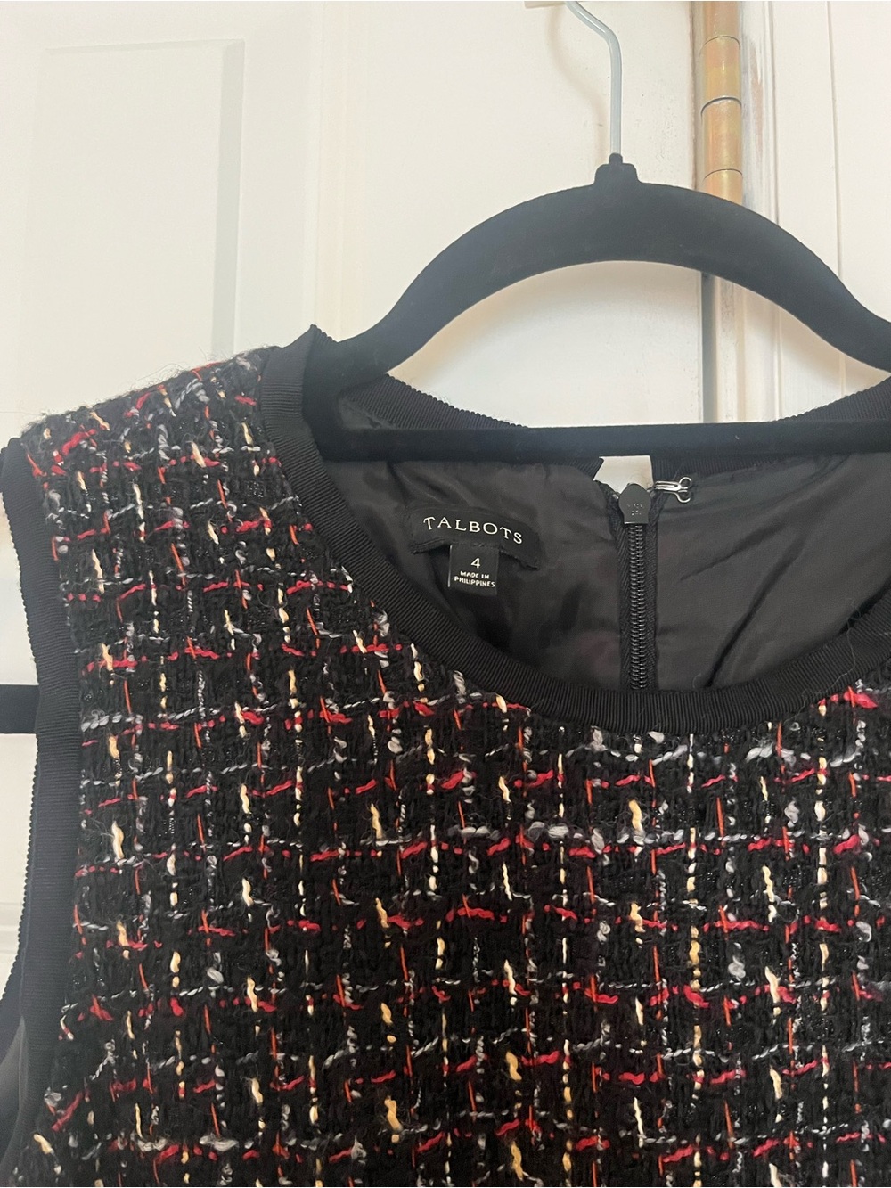 Talbots Classic Sleeveless Red and Black Tweed Dress